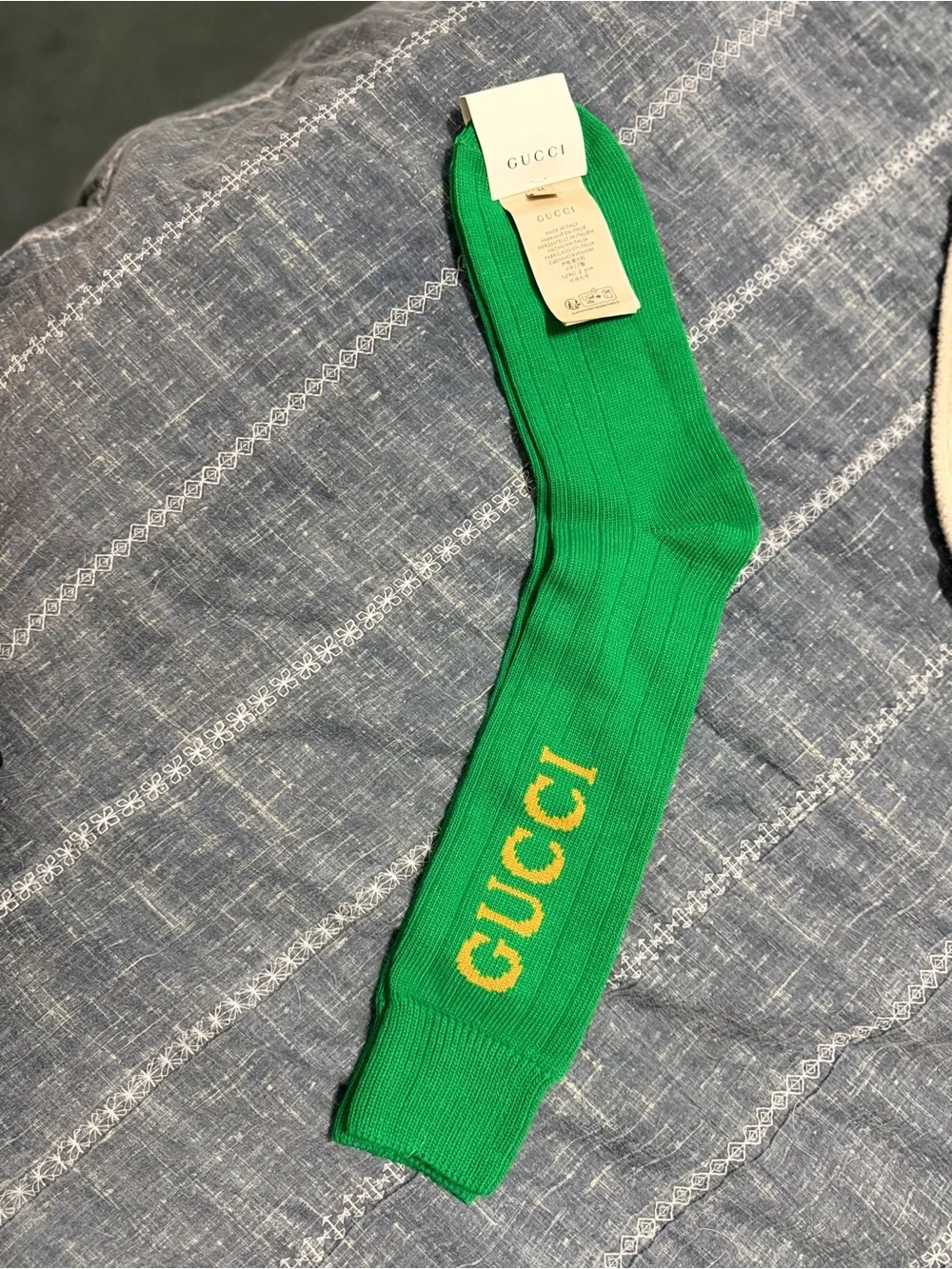 GUCCI Bright Green Ribbed Men’s Socks
